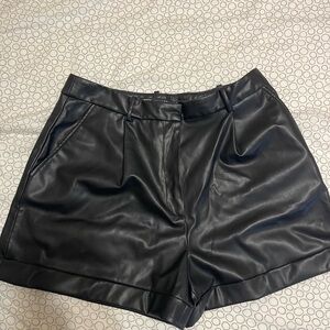 Zara Black High Waist Faux Leather Shorts